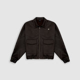 Records Faux Leather Jacket - Café Oscuro