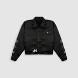 Stars Faux Leather Jacket – Negro Oscuro