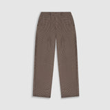 Barrel Fit Houndstooth Trousers - Café