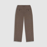 Barrel Fit Houndstooth Trousers - Café