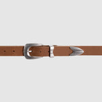 Cinturón Western cuero café miel con hebilla metálica vintage | Accesorios MONOIC Studios