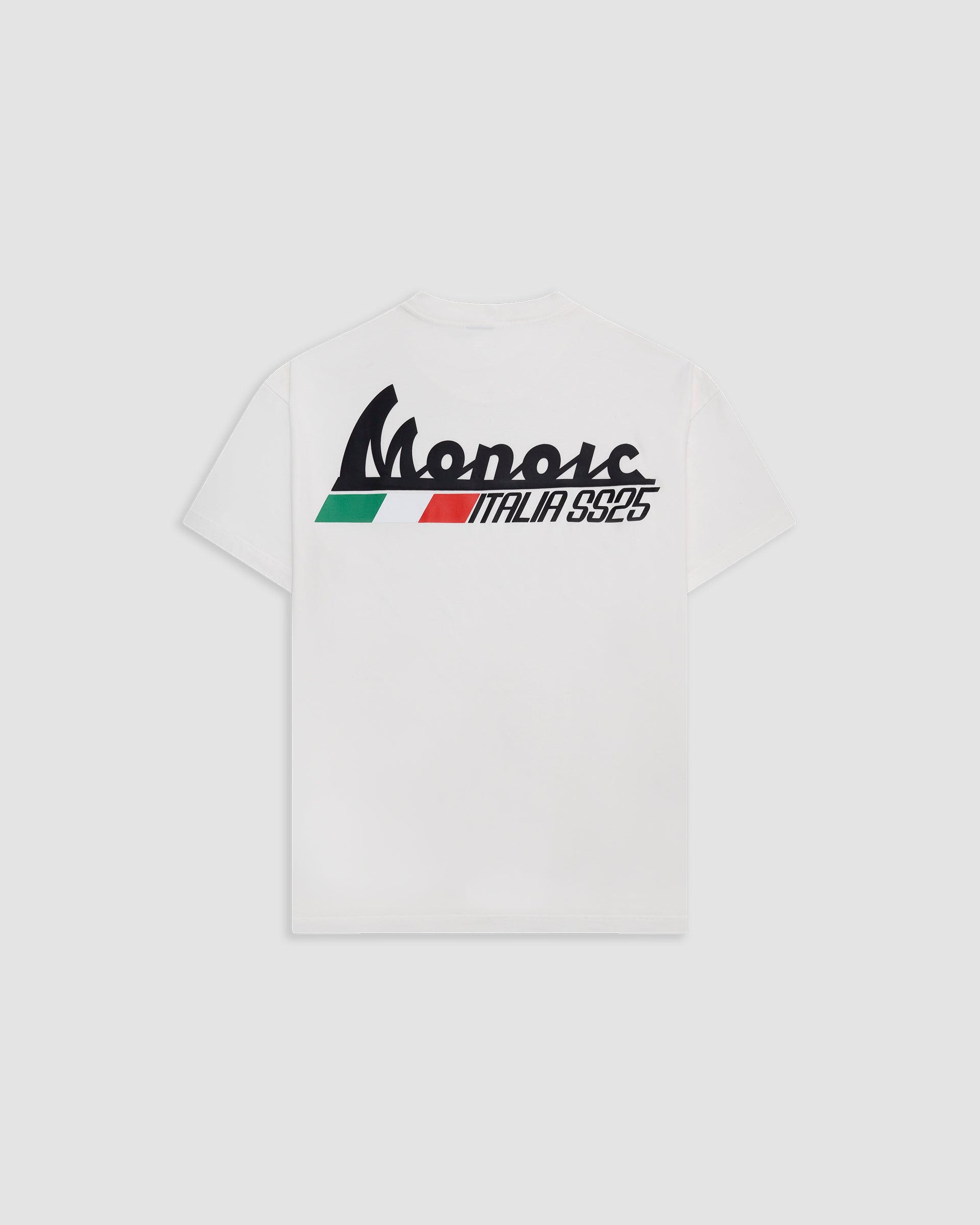 Camiseta Oversized Vespa blanco hueso con estampados en espalda y pectorales | MONOIC 