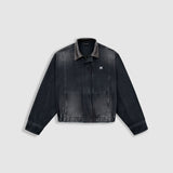 Aviator Denim Jacket - Negro Desgastado