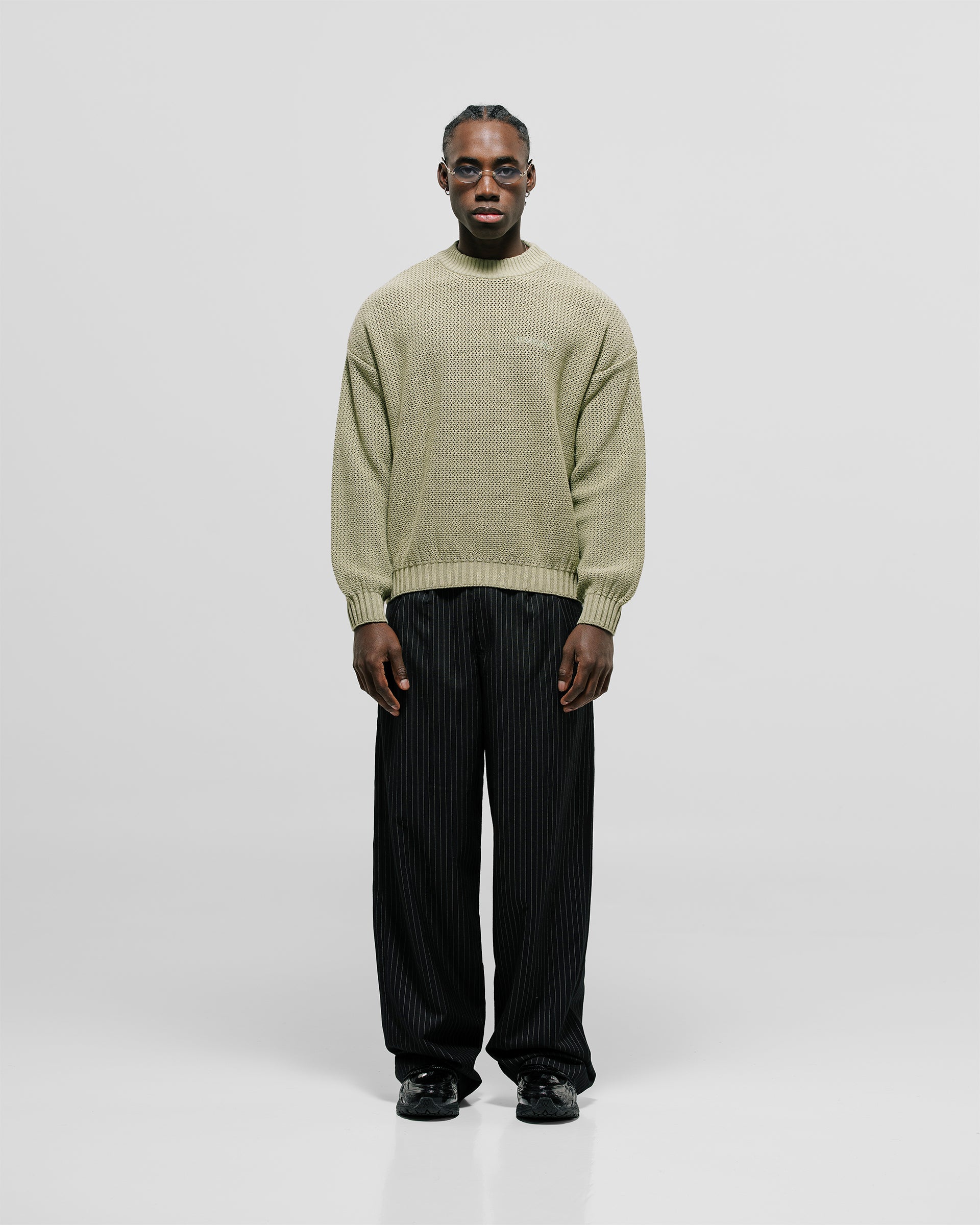 Knit Monogram Sweater - Verde Oliva